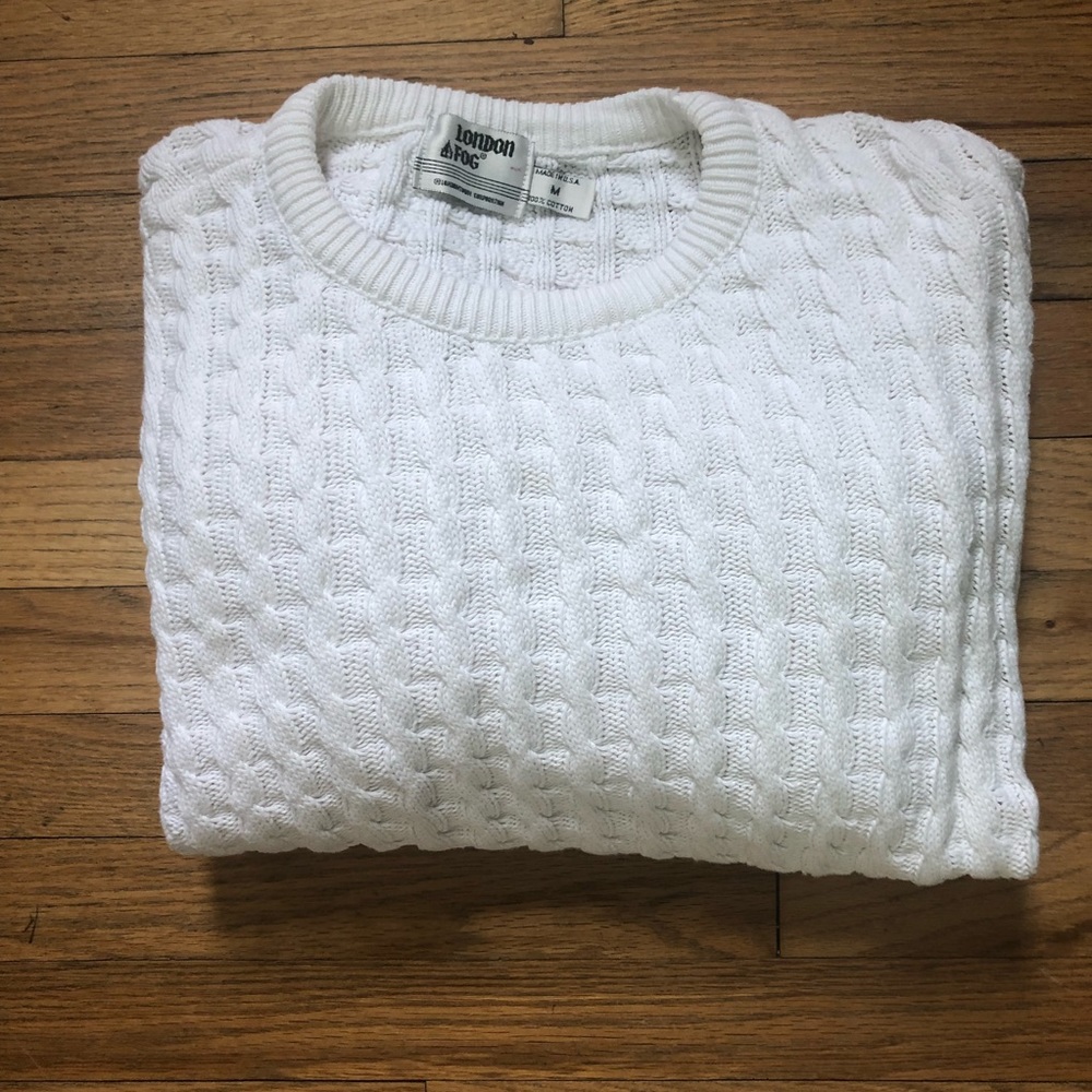 ⬇️58 VTG London Fog White Cable Knit Sweater M
